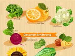 Lebensmittel und Mineralien, die vor