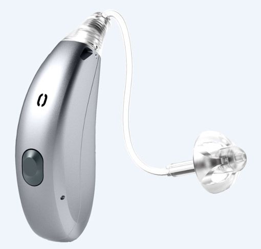 Hörgerät grau blau